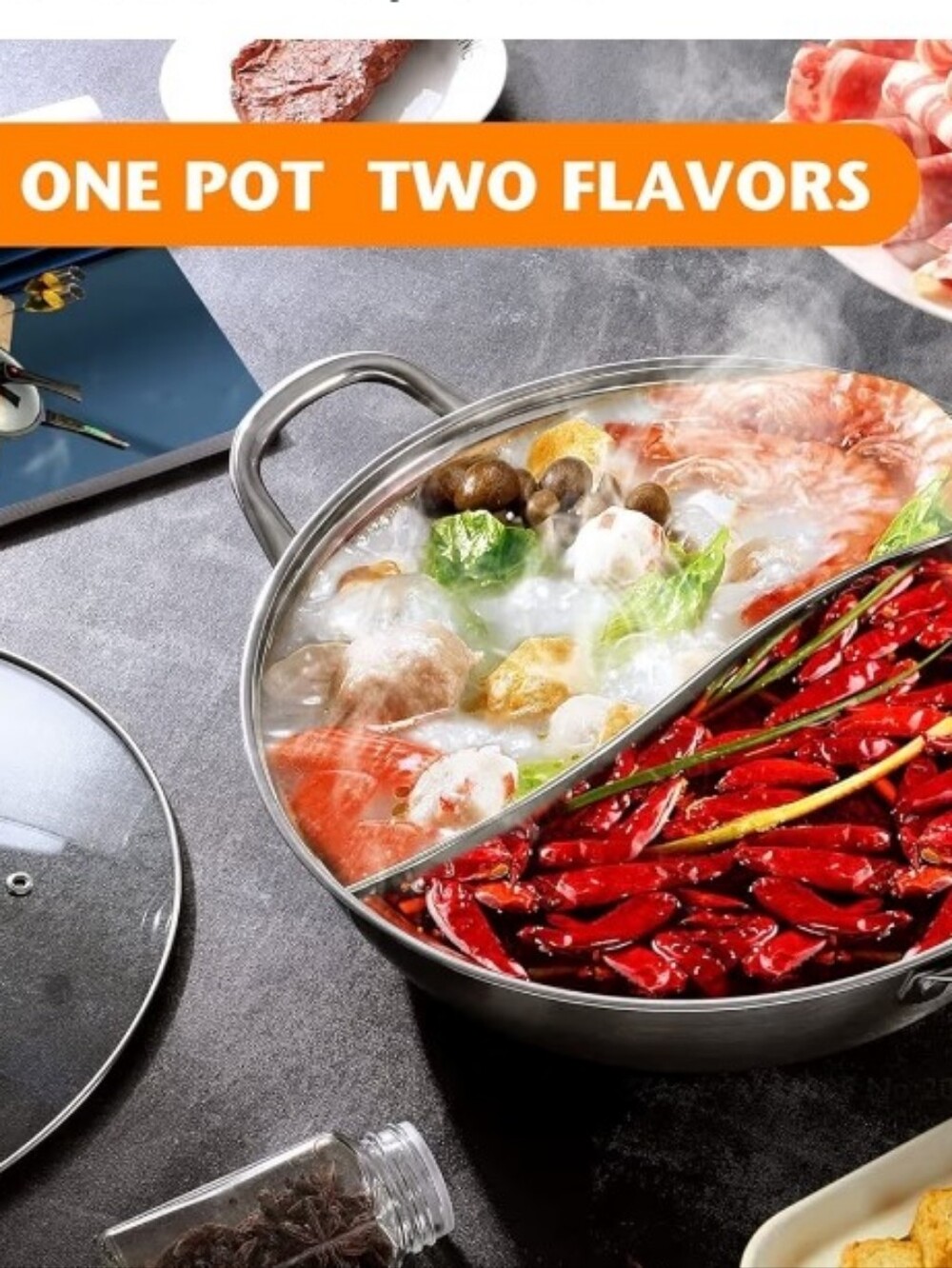 Source Unknown Stainless Steel Dual-Sided Hot Pot - Silver